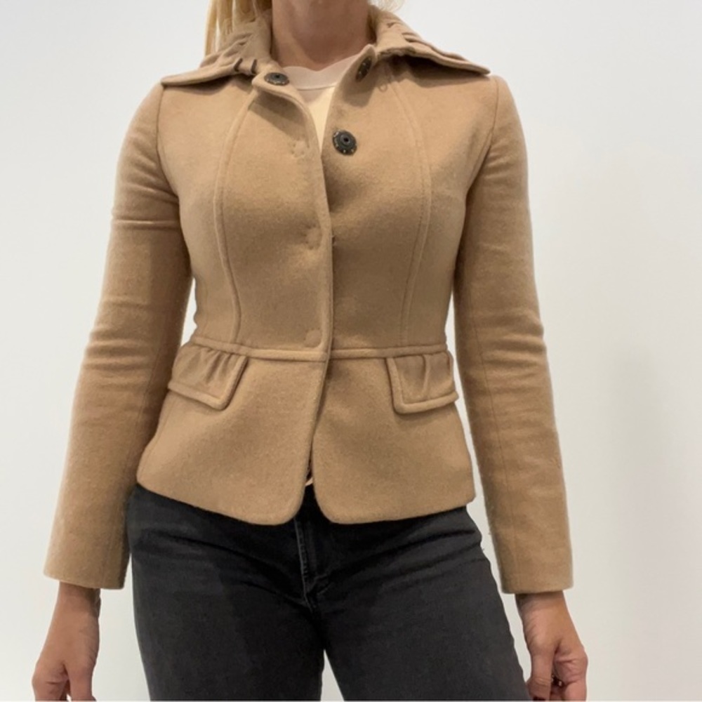 Piazza Sempione Wool and Cashmere Blend Peacoat in Tan Jacket